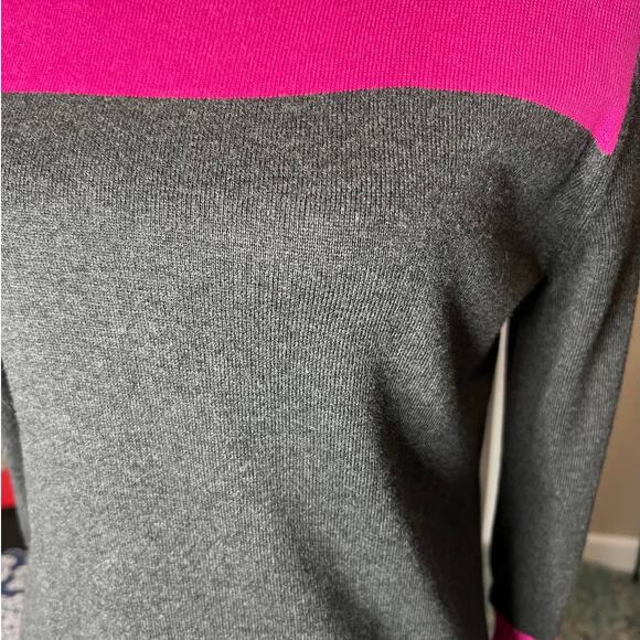 MIchael Kors Sweater Dress Size M Gray and Hot Pink Color Block NEW - Picture 2 of 8